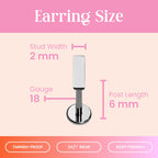 Cords Club Bar Flat Back Stud- Hypoallergenic Titanium Women's Earring