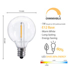 Brightown G40 Led Replacement Light Bulbs 1W Shatterproof Globe Bulb fits E12 or C7 Candelabra Screw Base Sockets, 1.5 Inch Dimmable Light Bulbs for Indoor Outdoor Patio Decor (50Pack)