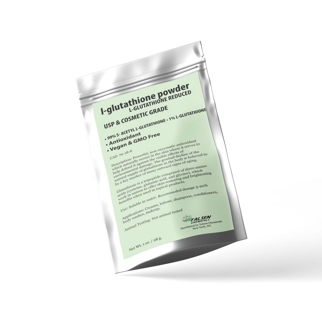 Talsen Chemicals Reduced L-Glutathione Powder DIY Cosmetic Grade Pure Glutathione Organic Powder for Skin, (1 Ounce / 28 gram)