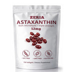 ZERIA Astaxanthin 12mg, Natural Microalgae Antioxidant for Eye, Skin & Immune Support - 150 Softgels