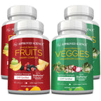Approved Science Fruits & Veggies - 42 Whole Fruit and Veggie Supplement - Enhanced Health & Vitality - Daily Natural Vitamins, Minerals, Antioxidants - 180 Capsules Each - 2-Month Supply