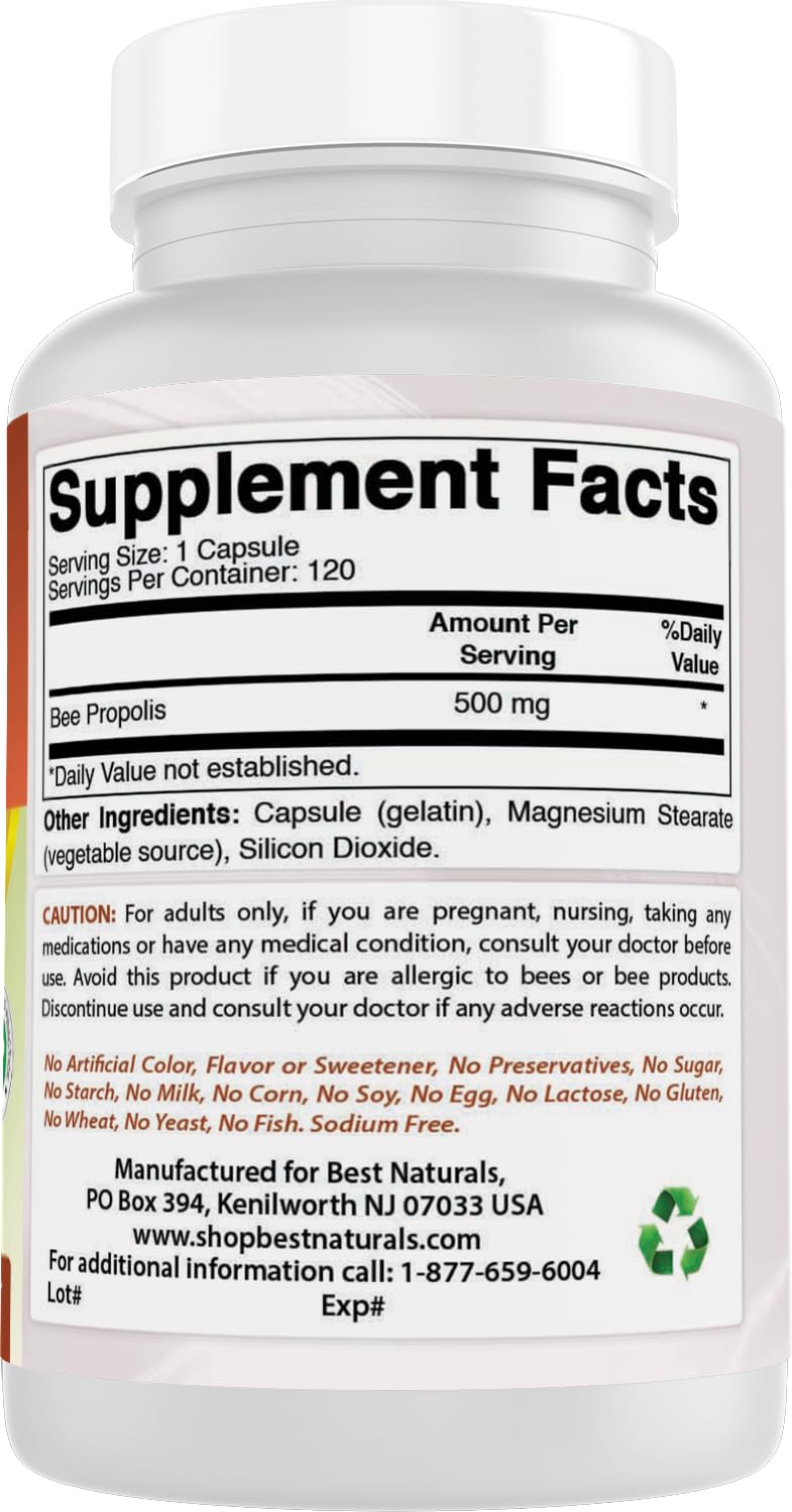 Best Naturals Bee Propolis 500 mg 120 Capsules (120 Count (Pack of 2))