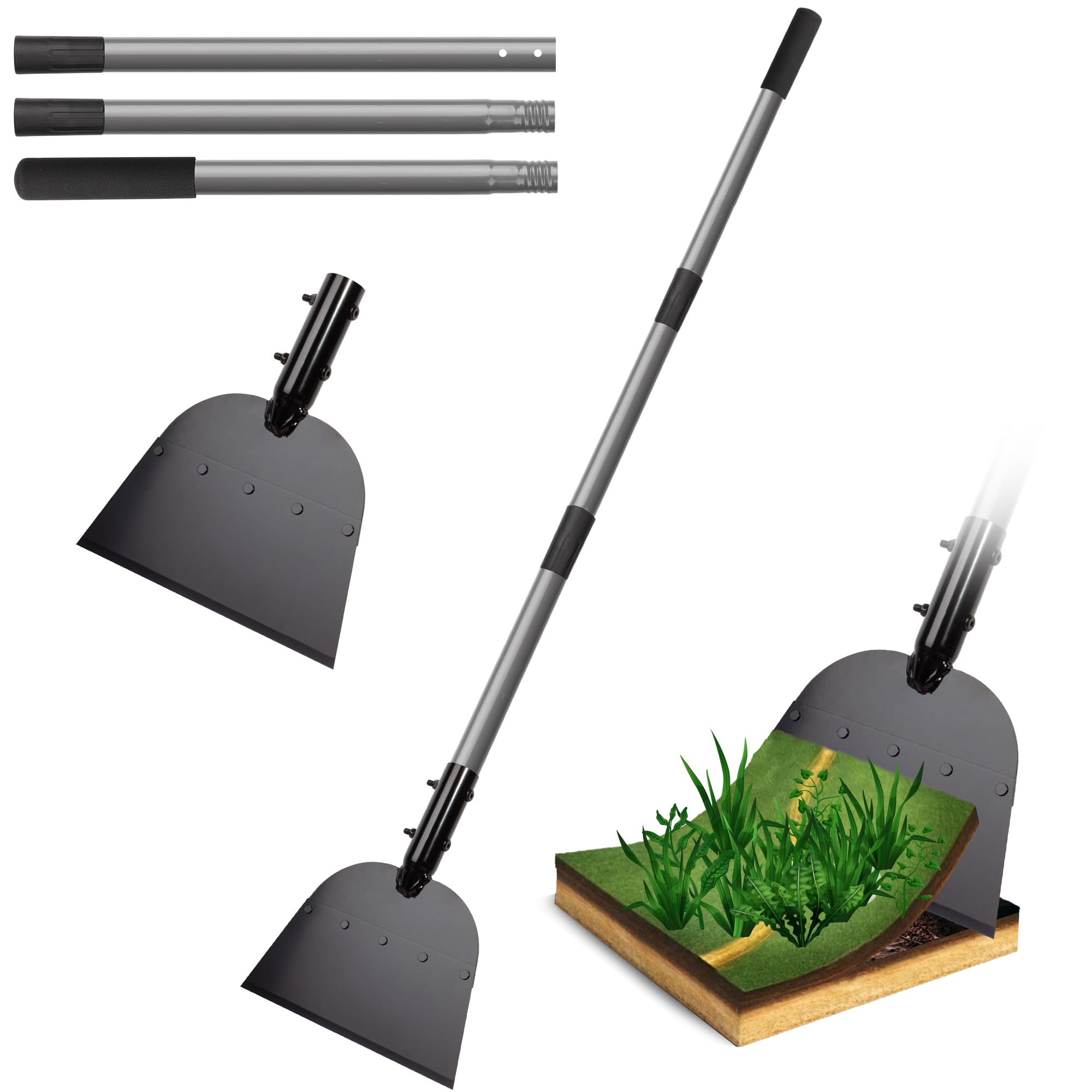 Walensee Floor Scraper, Long Handle Flat Shovel for Weeding and Lawn Edging