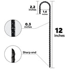 EISENSP 12 Inch J-Hook Rebar Stakes, HeavyDuty Anti-Rust Ground Anchors for Chainlink Fence, Garden Dog Fence, Sports nets, Camping Tent, Etc (20 Pack)