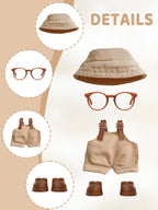 2PCS Doll Clothes Set for 17cm Dolls – Stylish Outfit with 2 Hat, 2 Overalls, 2 Shoes & 2 Glasses of Clothes Designer, Cute Clothes for Dress up Unique Style (Black+Brown) (Doll Not Included)