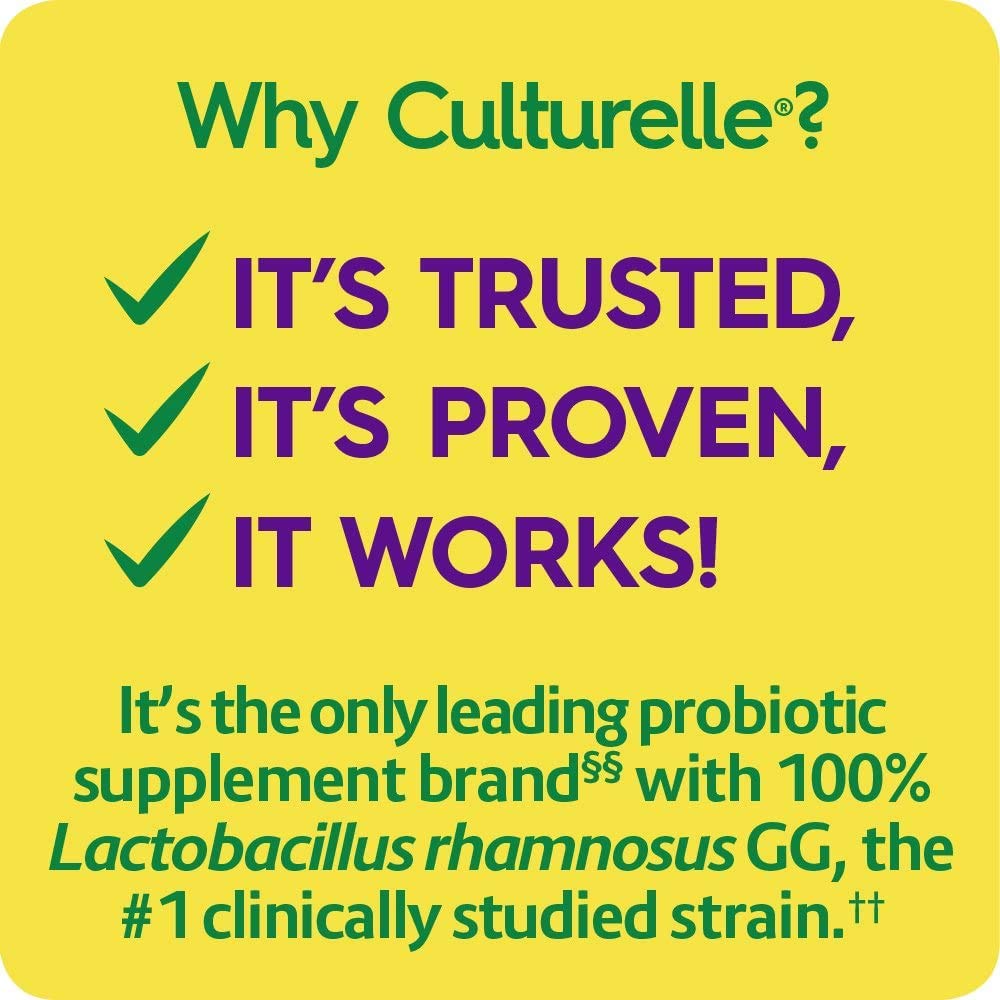 Culturelle Digestive Health Daily Probiotic Chewables, Probiotic For Men and Women, Most Clinically Studied Probiotic Strain, 10 Billion CFUs, Supports Occasional Diarrhea, Gas & Bloating, 24 Count