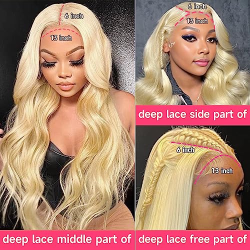 613 Lace Front Wig Human Hair 13x6 Transparent Lace, 613 Body Wave Lace Front Wig Human Hair, 200% Density Lace Front Wigs Human Hair Pre Plucked with Baby Hair Natural Hairline (26 Inch)