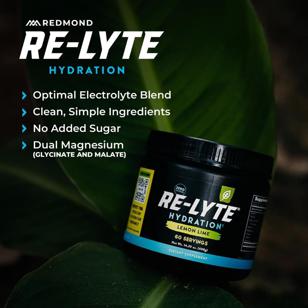 REDMOND Re-Lyte Sugar Free Electrolyte Powder Drink Mix (Lemon Lime)
