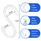 DINGEE White S Hooks, 3 Inch Vinyl Coated S Hook for Hanging Plants,10 Pack Non Slip Heavy Duty Small Rubber Coated Closet S Hook for Hanging Jeans Plants Jewelry Pot Pan Cups Towels