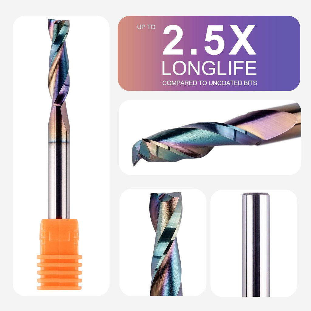 SpeTool 1/4 Shank Up Cut Spiral Router Bit 1/4 inch Cutting Diameter 1 inch Cutting Length CNC Router Bits for Woodworking with Extra Long Life Coating