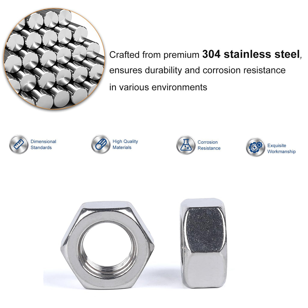 1/4-20 Hex Nut 1/4 20 Nut for 1/4 Bolts 304 Stainless Steel