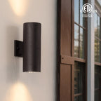 mirrea Modern Outdoor Porch Light Patio Light in 2 Lights with Aluminum Cylinder and Tempered Glass Cover Waterproof Wall Sconce 2 Pack (Oil Rubbed Bronze)