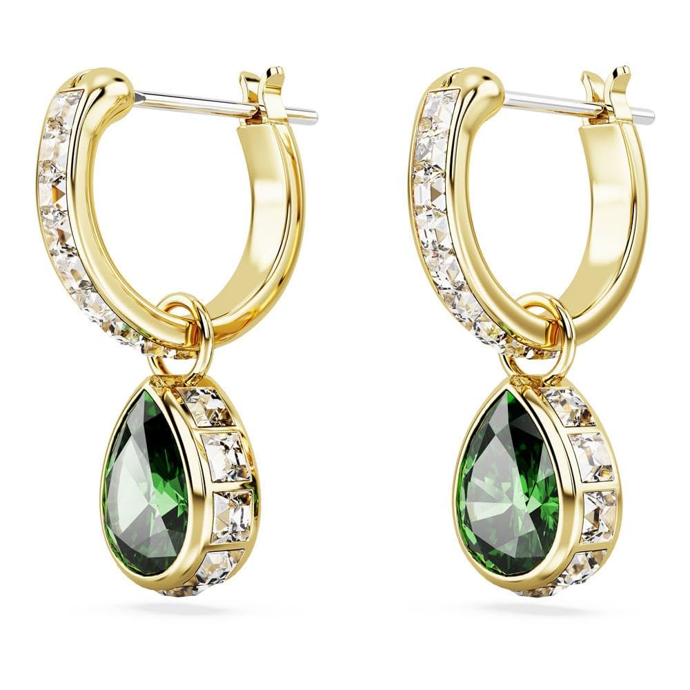 Swarovski Chroma Drop Earrings, Green Pear-Cut Stones in a Gold-Tone Finished Setting, Part of the Swarovski Chroma Collection