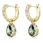 Swarovski Chroma Drop Earrings, Green Pear-Cut Stones in a Gold-Tone Finished Setting, Part of the Swarovski Chroma Collection