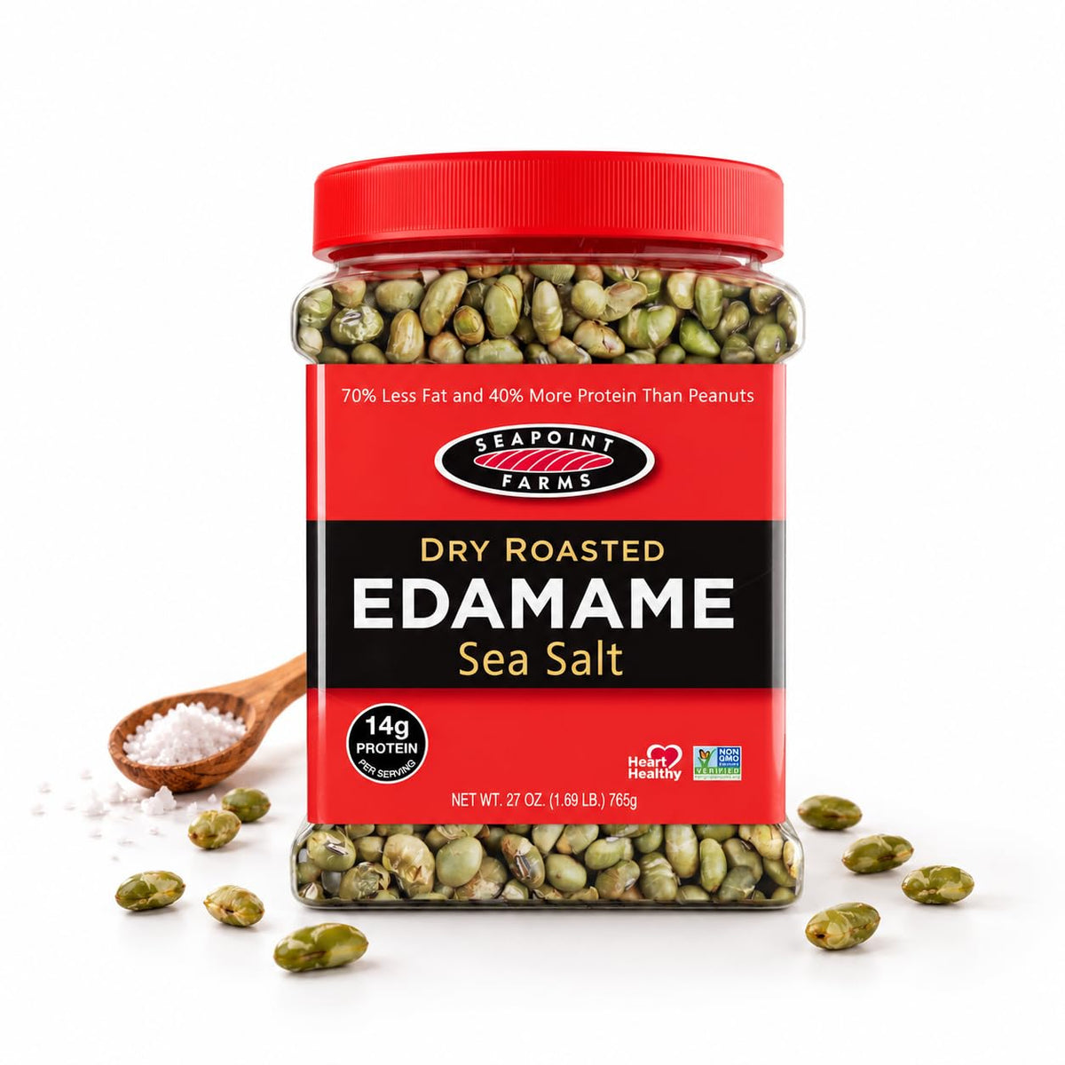 Seapoint Farms Dry Roasted Edamame, Sea Salt, 27 oz Jar (Pack of 1)