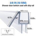 Yecaye 3 Pack 3/8" x 39" Shower Door Bottom Seal,Shower Door Sweep,Frameless Glass Seal Strip,Stop Leaks and Create a Water Barrier, Water Guard 10MM