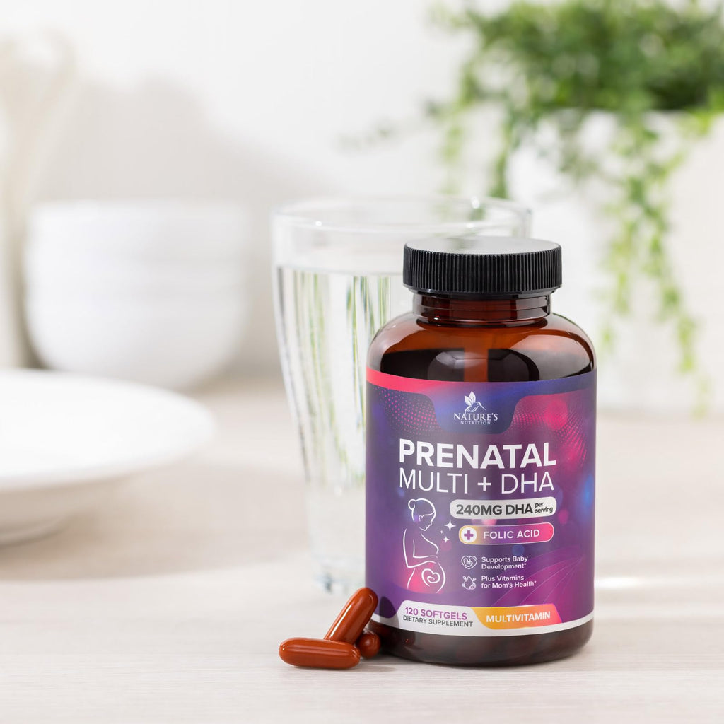 Prenatal Vitamins for Women with Folic Acid + Omega 3 DHA for Fetal Brain Development, Best Prenatal Vitamin Supplement, Daily Pregnancy Multivitamin Nutritional Support, Non-GMO - 120 Softgels
