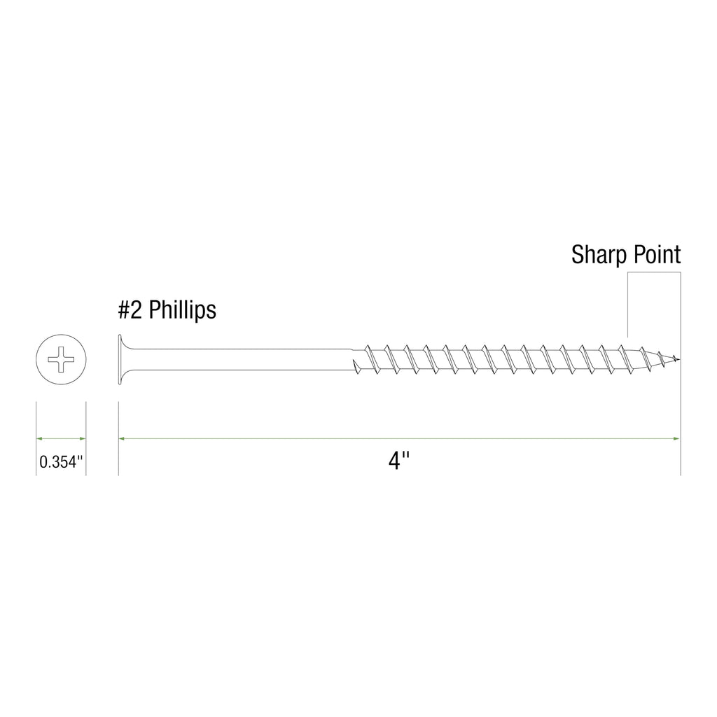 Grip-Rite PTN4S5 PG10 Polymer Coated #10 x 4 Coarse Thread Deck Screw, Gray, 5lb Box
