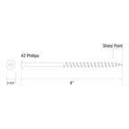 Grip-Rite PTN4S5 PG10 Polymer Coated #10 x 4 Coarse Thread Deck Screw, Gray, 5lb Box