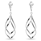 Silver Clip On Earrings For Women, They Look Pierced, Don't Pinch & Won't Fall Off, Hypoallergenic & Lightweight (Silver Double Drops)