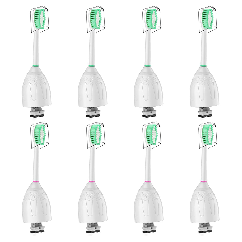 Replacement Toothbrush Heads for Philips Sonicare E-Series/Essence/Xtreme/Elite and Other Screw-on Electric Toothbrush Models, 8 Pack, Dupont Bristles with Protective Cover