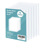 Egofine Plexiglass Sheets Acrylic Sheets 6 Pack of 8x10’’ 0.04 Thick Clear Plastic Cast Transparent Plexi Glass for Crafting Projects, Replacement Picture Frame Glass, DIY Display, Easy to Cut