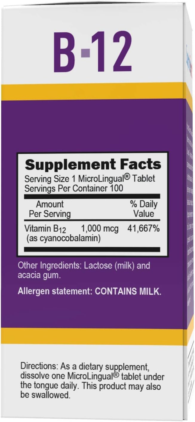Superior Source No Shot Vitamin B-12 Cyanocobalamin 1000 mcg - Vitamin B-12 to Support Energy Production, Brain Health & Overall Wellness - Sublingual Tablets - 100 Dissolvable Tablets (Pack of 2)