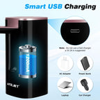 Water Dispenser for 5 Gallon Bottle with Digital Display, 4 Dispense Modes, Portable USB Charging Electric Water Pump, Foldable Spout, Food-Grade Water Jug Pump for Home, Office, RV, Campin-Rose Gold