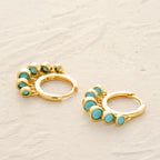 MYEARS Women Earrings Gold Huggie Hoop Dangle Dots Tassel Turquoise 14K Small Simple Hypoallergenic Everyday Jewelry