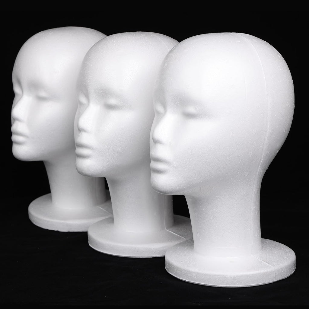 Leeven Styrofoam Wig Heads Foam Mannequin Head Stand for Wigs 3 Packs