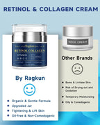 Ragkun Retinol Cream for Face, Collagen Neck Creams for Tightening and Firming, Anti Aging Day & Night Facial Moisturizer for Women & Men, Instant Face Lift Wrinkle Cream 2-Pack