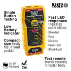 Klein Tools 80093 Cable Tester, VDV LAN Kit with LAN Tester, Pass Thru Crimper, CAT6/CAT5e Plugs and Strain Relief Boots, 5-Piece