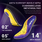 VALSOLE Plantar Fasciitis Insoles for Men Women - 220+lbs Heavy Duty Support Pain Relief Orthotics - High Arch Insoles - for Flat Feet - Metatarsalgia - Arch Pain - Work Boot Shoe Insole(302mm)