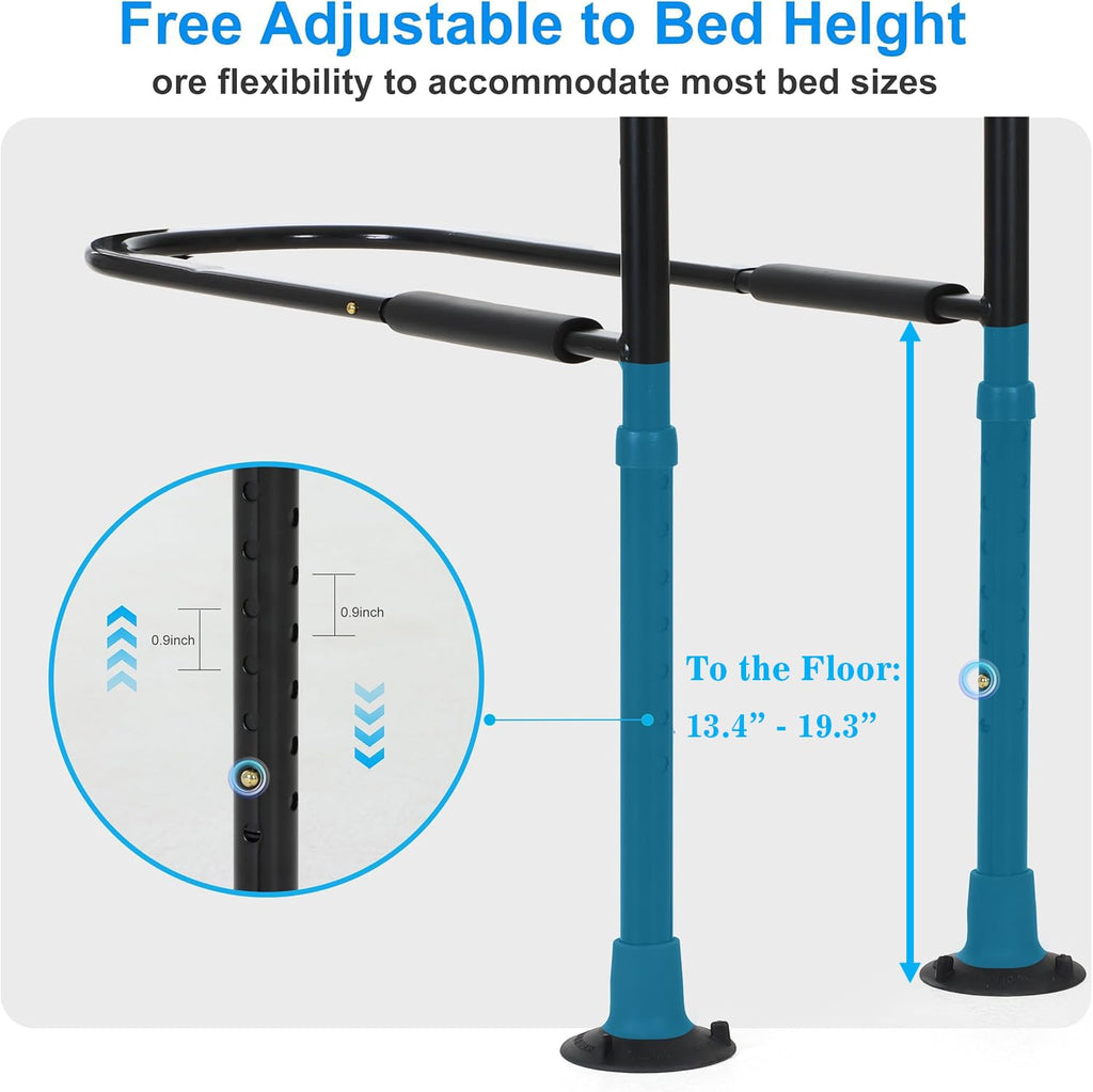 Bed Rails for Elderly Adults Safety, Elderly Assistance Products, Bed Rails for Seniors with Non-Slip Handles, Motion Sensor Light Fits King, Queen, Full, Twin (Compatible with Bed Frames 13.2"-19.7")