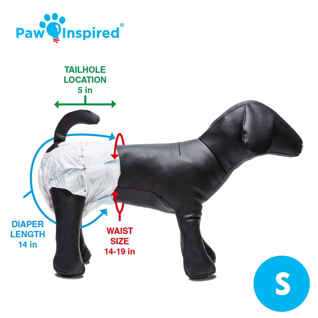 Paw Inspired 32ct Disposable Dog Diapers | Female Dog Diapers Ultra Protection | Diapers for Dogs in Heat, Excitable Urination, or Incontinence (Small)
