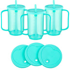 Sliner Adult Sippy Cups for Elderly 12 oz Straw Sippy Cups with 2 Handles No Spill for Adults Spill Proof Dysphagia Cup for Disabled Patients (Blue)