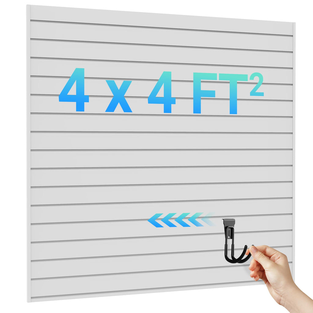 Ezlaino 4x4ft PVC Slat Wall Paneling - Thickened & Durable, Waterproof, Versatile | Fits Most Slatwall Accessories (Not Included) | Ideal for Garage, Home & Store Organization, Gray