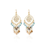 Tan Ran Bohemian Long Tassel Turquoise Water Drop Dangle Earrings
