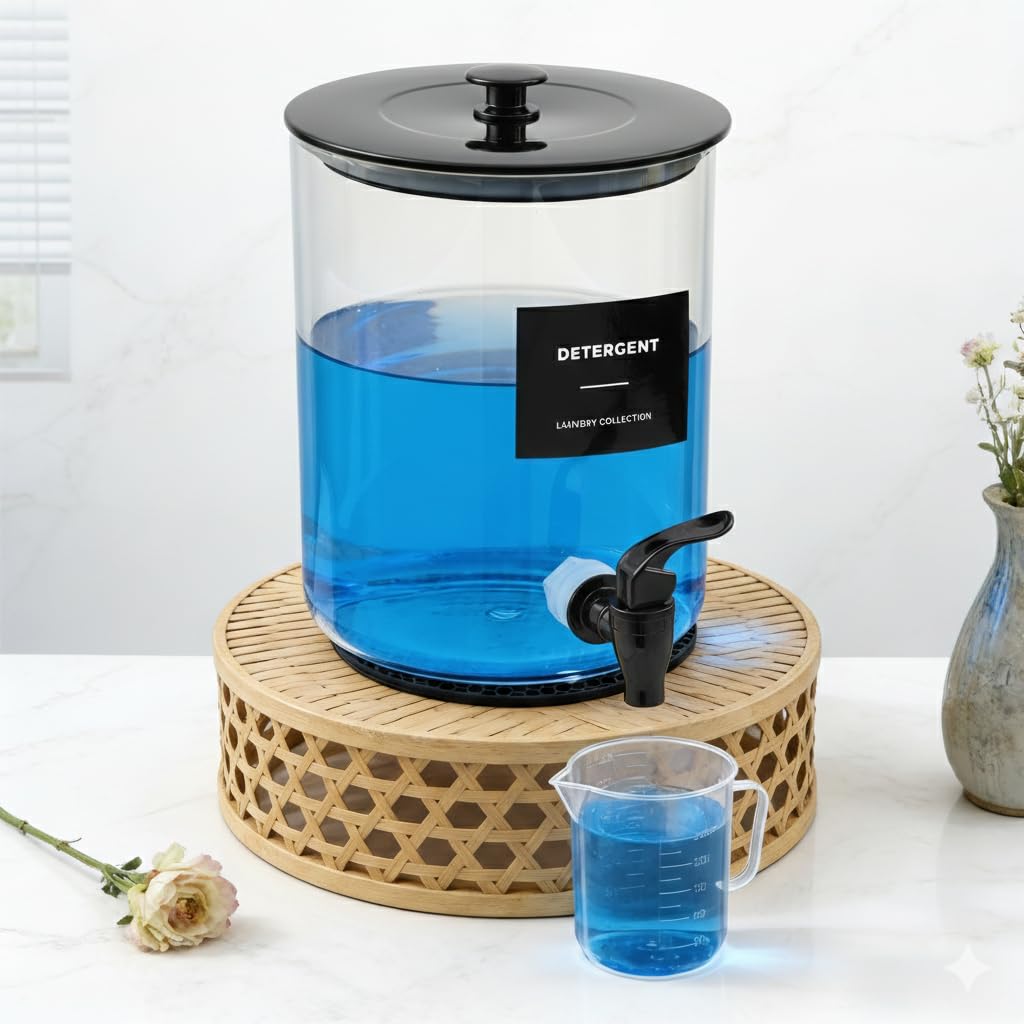 Glass Laundry Detergent Dispenser for Laundry Room Organization-2 Black