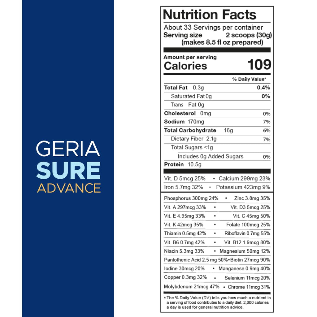 Geriasure Advanced High Protein Nutritional Shake for Seniors, Supports Muscle & Mobility, Gluten Free, Vanilla, 1000g