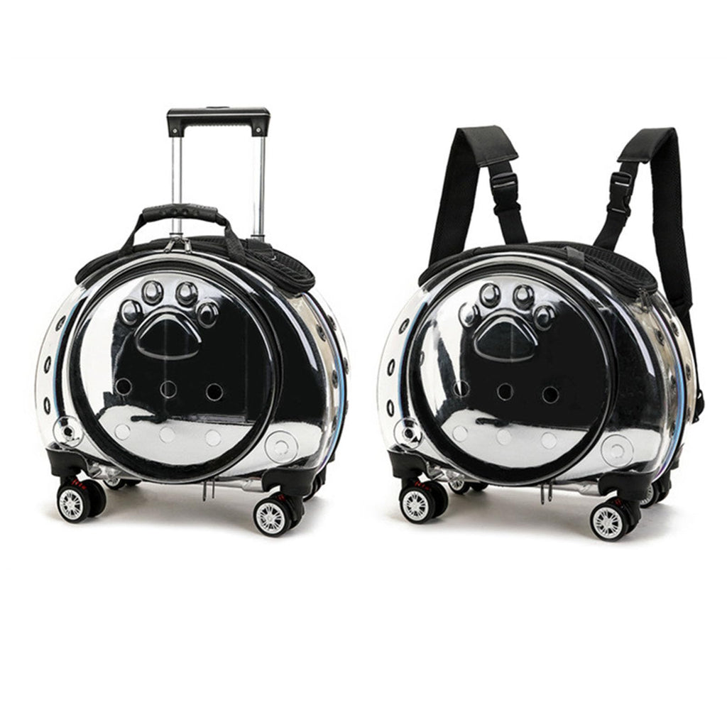 gihusrzx Pet Trolley Case with Upgraded Detachable Silent Wheels, Clear Ventilation Holes Cat Dog Carrier, Cat Dog Carrier with Telescopic Handle, Perfect for Traveling/Taking a Walk Black