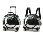 gihusrzx Pet Trolley Case with Upgraded Detachable Silent Wheels, Clear Ventilation Holes Cat Dog Carrier, Cat Dog Carrier with Telescopic Handle, Perfect for Traveling/Taking a Walk Black