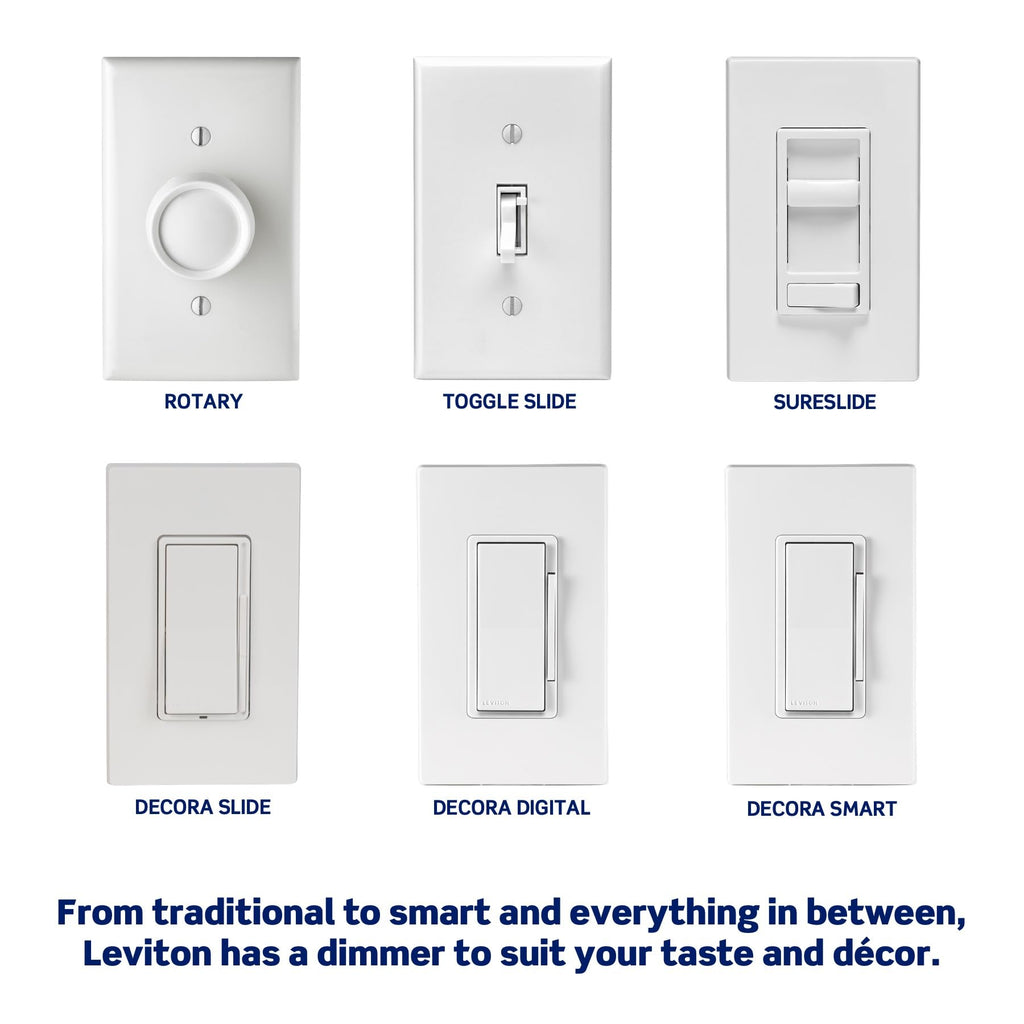 Leviton SureSlide LED Advanced Dimmer Switch for 150W Dimmable LED, Halogen and Incandescent Bulbs and Fixtures, 66741-W, White