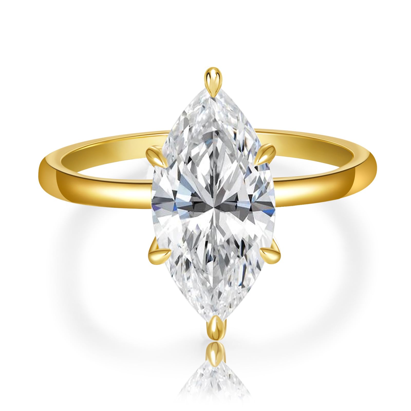AVECON 3.5CT Marquise Cut Engagement Ring for Women, Cubic Zirconia, Size 9