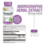 SOLARAY Andrographis 600mg - Immune Support Supplement, Respiratory Support for Men and Women - 4% Andrographolides Per Serving - Vegan, Lab Verified, 60-Day Guarantee - 30 Servings, 60 Veg Caps