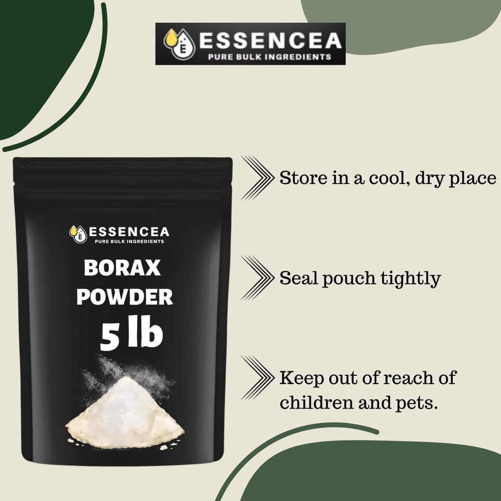 Essencea Borax Powder 5lb Pure Bulk Ingredients | Can be Used as Multi-Purpose Cleaner | Bulk Bag (80 Ounces)