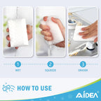 AIDEA Magic Sponges Cleaning Eraser, 2X Density Stronger Sponge for Household, Powerful Scrubber Foam Pads, Multi-Surface Cleaning Supplies for Kitchen, Furniture, Bathroom, Sink, Wall, 48 Pads