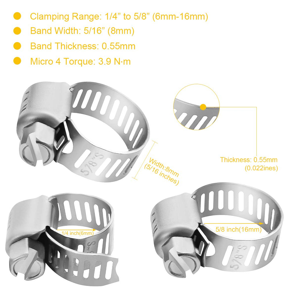 WINL Stainless Steel Hose Clamps (SAE#64 (2-1/2" ~ 4-1/2"))