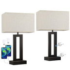 Nightstand Table Lamps for Bedrooms Set of 2 - Touch Bedside Lamp with USB C+A, 3 Way Dimmable Living Room Lamps for End Tables Set of 2, Modern Night Stand Lamps for Bed Side Guest Room(Cream)