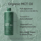 Sports Research Keto MCT Oil from Organic Coconuts - Fatty Acid Fuel for Body + Brain - Triple Ingredient C8, C10, C12 MCTs - Perfect in Coffee, Tea, & More - Non-GMO & Vegan - Unflavored (128 Oz)